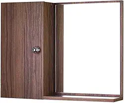 Armário Para Banheiro Com Espelho Cor De Madeira Escura