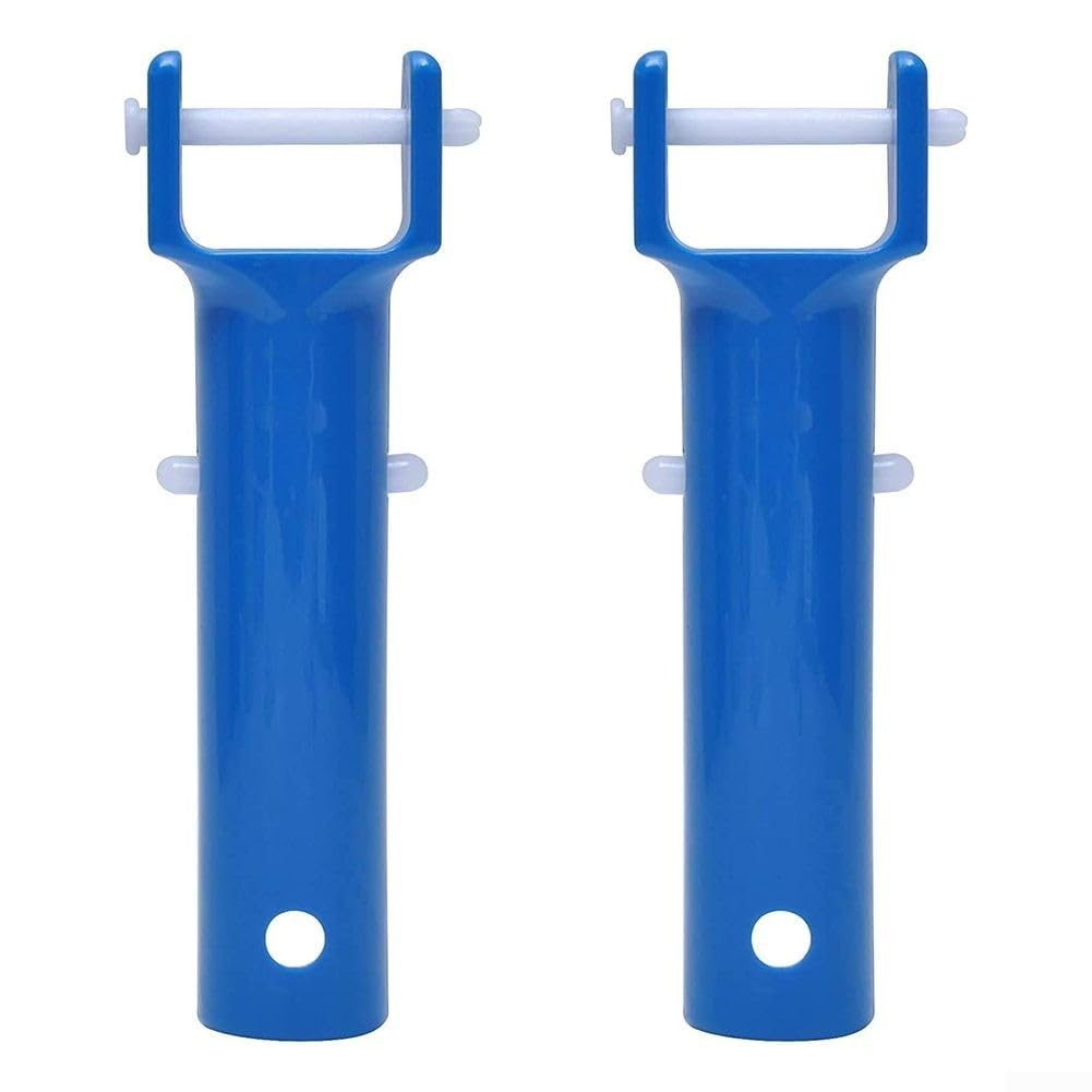 Kit de remplacement poignée aspirateur piscine clip papillon longue broche fixation sûre bâtons télescopiques plastique bleu 2 poignées 4 clips en V