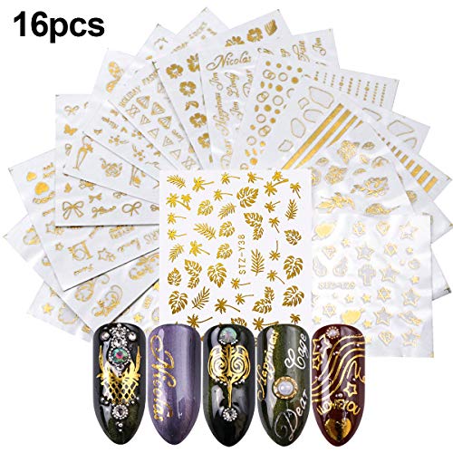 Dokpav Pegatinas Uñas al Agua Decorativas Flores Pegatinas Transferencia Agua Calcomanías Uñas Etiquetas Engomadas para DIY Decoración de Arte de Uñas Patrón (16 Hojas)