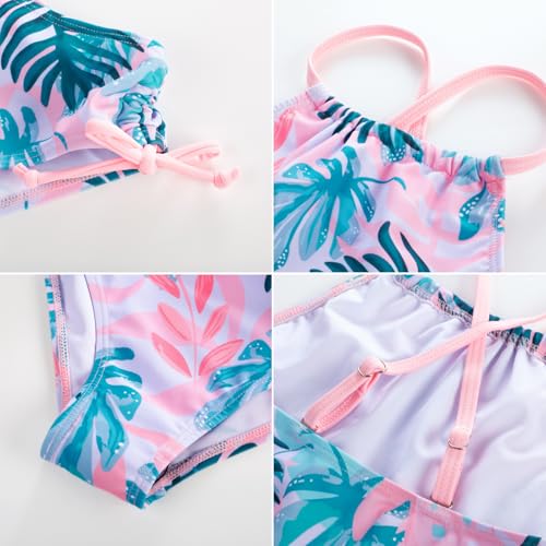 Image of GRACE KARIN Girls Swimsuit Tankini Set Rash Guard Long Sleeve Swimsuit 4 Piece Bathing Suit Swimwear 5-14Y