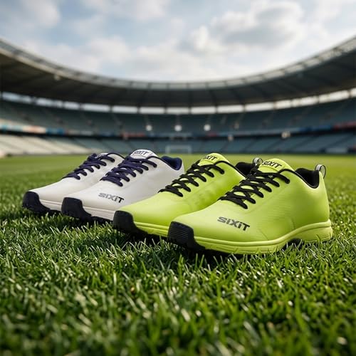 Image of SeamTech Cricket Shoes for Men, Lightweight Breathable Air Mesh, EVA Cushioning and Rubber Stud Grip