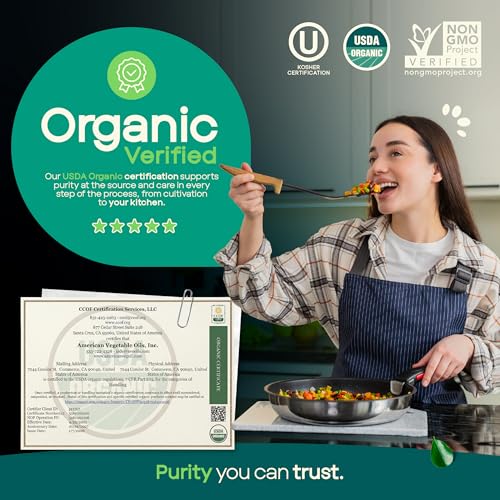 Image of AVO Organic Avocado Oil for Cooking, Frying, Baking, Salads, Vinaigrette, Marinades - General Organic Cooking Oil 64 Fl-oz (Half a Gallon), NO preservatives added, High Smoke Point 500F