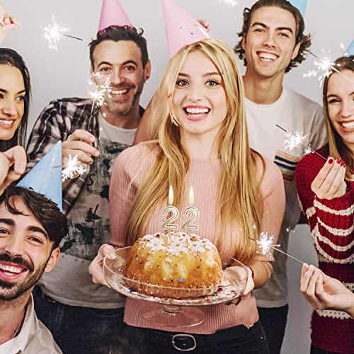 22Nd Birthday Candles Number 22 Cake Topper Happy Birthday Decoration For Women Men Girls Boys Party Wedding Anniversary Celebration (Champagne Gold) #TOP1