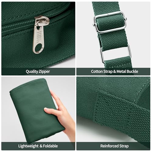 Image of KALIDI Canvas Tote Bag Zipper Large Crossbody Shoulder Bag Messenger Bag