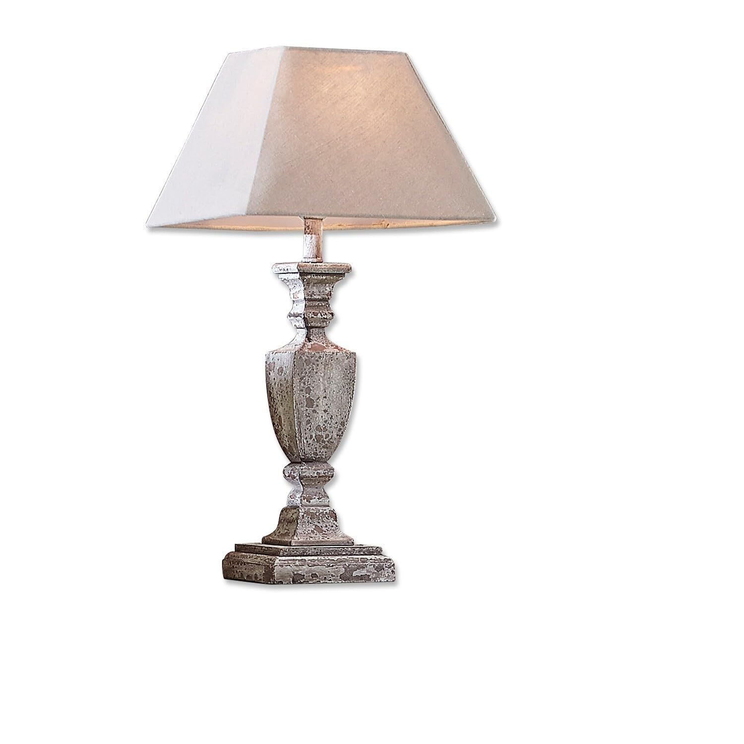 LOBERON Gorham Lampe à poser - Pied de lampe réalisé à la main - Charmante finition antique, blanc/gris vieilli