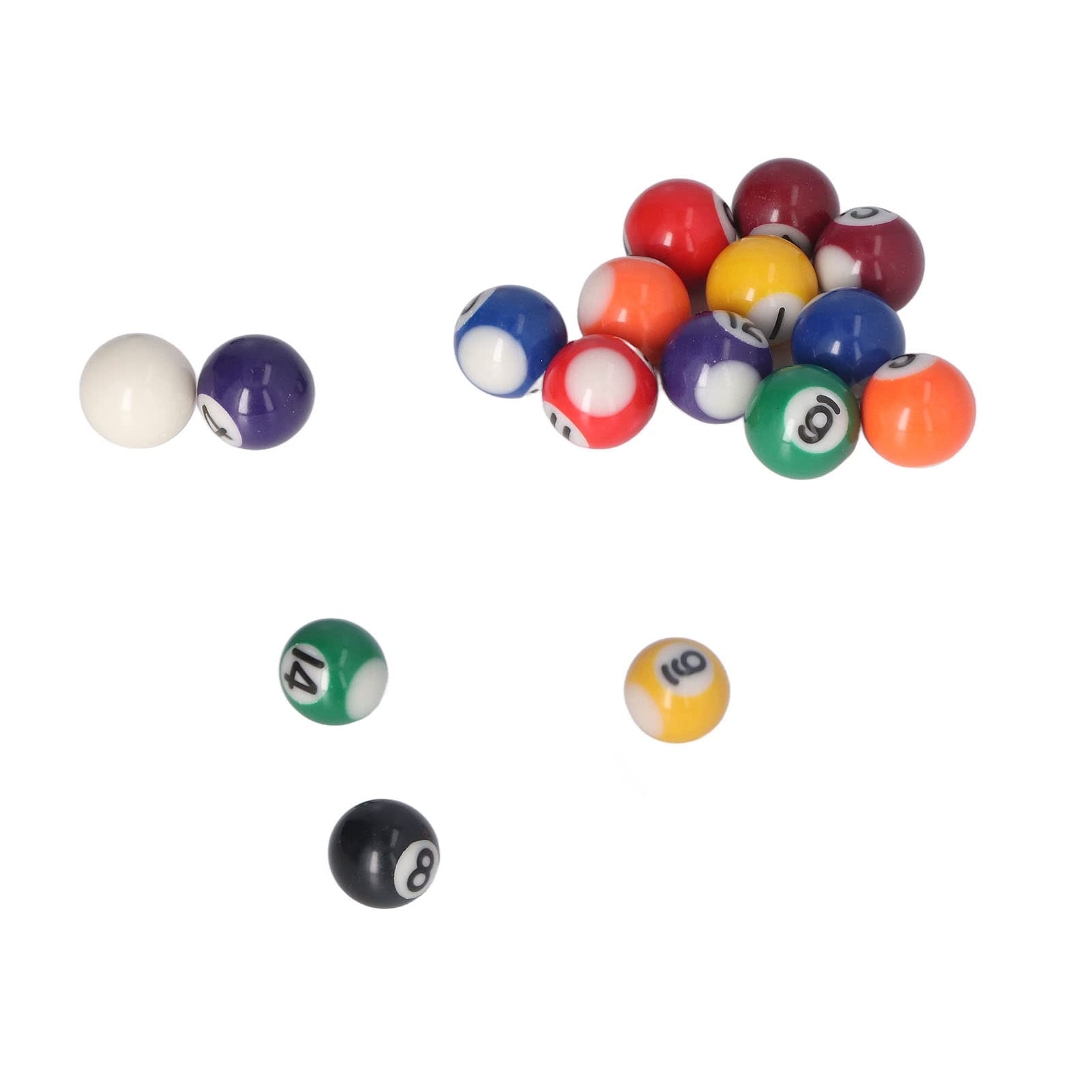 Mini Billiard Ball, 25mm Complete 16 Balls Set Ball, Resin Pool Style Table Accessories Prevents Off Tracking for Tables