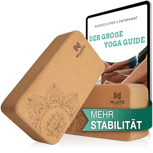NAJATO Sports Yoga Block Kork 2er Set – Yogablock inkl. E-Book (PDF...