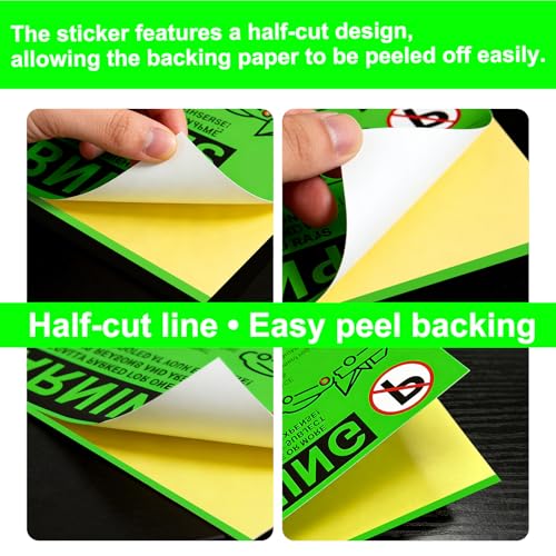Image of Illegal Parking Warning Stickers - Vibrant Green Parking Violation Notices - Stick-it-and-Forget-it Adhesive - 50 pcs Private Parking Violation Decals for Car Windows - Size 5.5X7.5 inch.