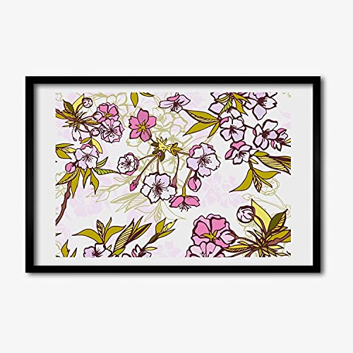 Tableau moderne fleurs de cerisier 60x40 cm pour une ambiance zen dans le salon