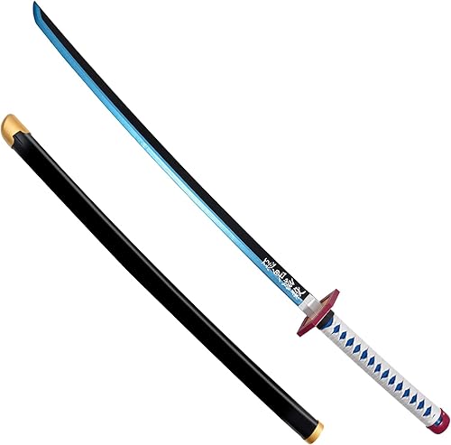 Vista 33 de Espada Demon Slayer de 41 pulgadas, con soporte de exhibición y cinturón, espada Rengoku, espada Tanjiro, espada Zenitsu/textura original del anime