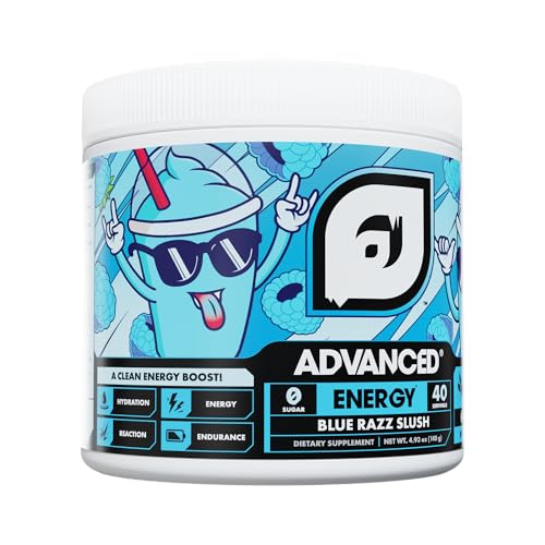 Image of Advanced Energy - Energy Boosting Formula with Electrolytes for Hydration - L-Theanine to Combat Jitters - Sugar Free & Keto Friendly - No Maltodextrin (40 Servings) (Blue Razz Slush)