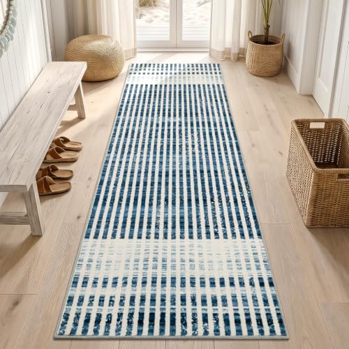 Washable 2x6 Modern Striped Area Rug, Abstract Runner for Hallway,Kitchen