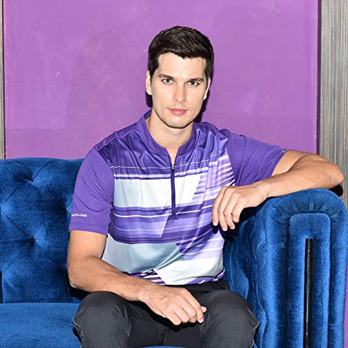 Savalino Men's Bowling Sublimation Printed Jersey, Material Wicks Sweat & Dries Fast, Size S-5Xl Purple #TOP5