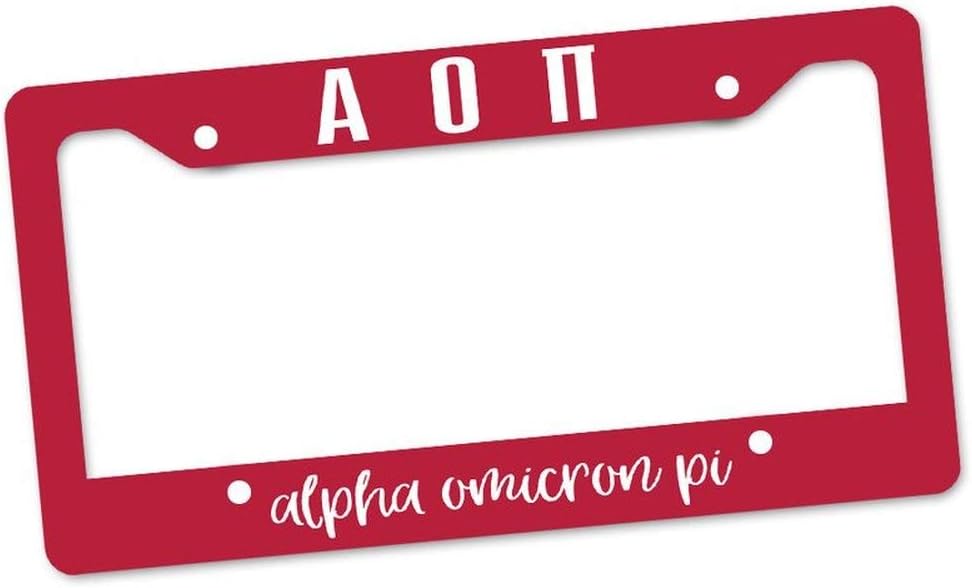Alpha Omicron Pi AOII Custom License Plate Frame Red