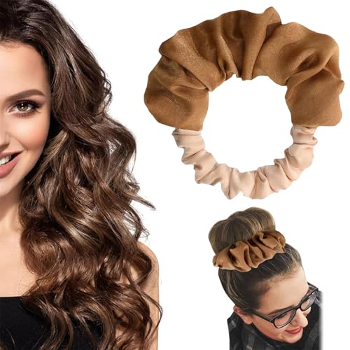 Heatless Curling Scrunchie,Heatless Hair Curlers to Sleep In,No Heat Soft Hair Curling Scrunchie,Heatless Curlers for Long Hair Overnight(Brown)