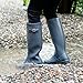 TerraTrax Women's Rain Boots, Waterproof Natural Rubber Knee High Boots with Arch Support - Adjustable Gusset for Custom Fit, Comfortable Gardening Shoes & Festival Wellies, Blue & Size 7