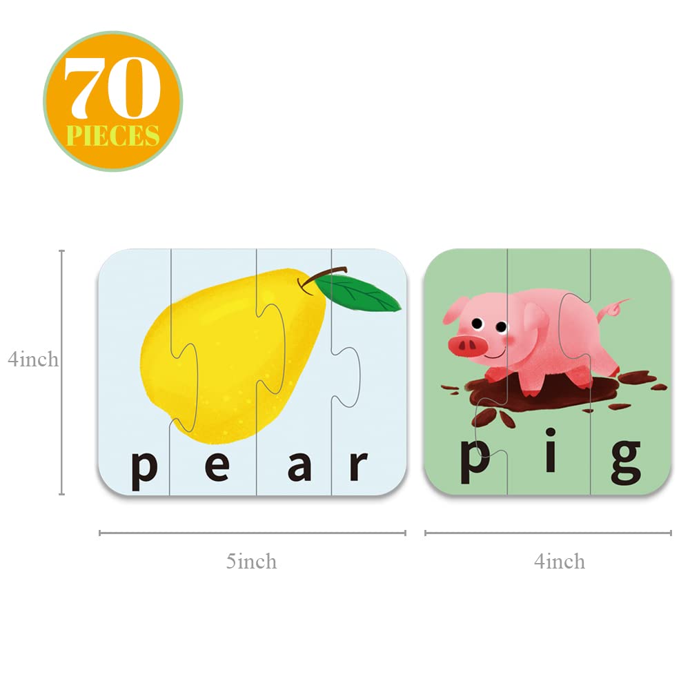 Paper Master Words Spelling Matching Puzzles with Matching Images, Self-Correcting Spelling Jigsaw Puzzles Matching Games for Toddlers, Perfect for Preschool Learning - Image 3
