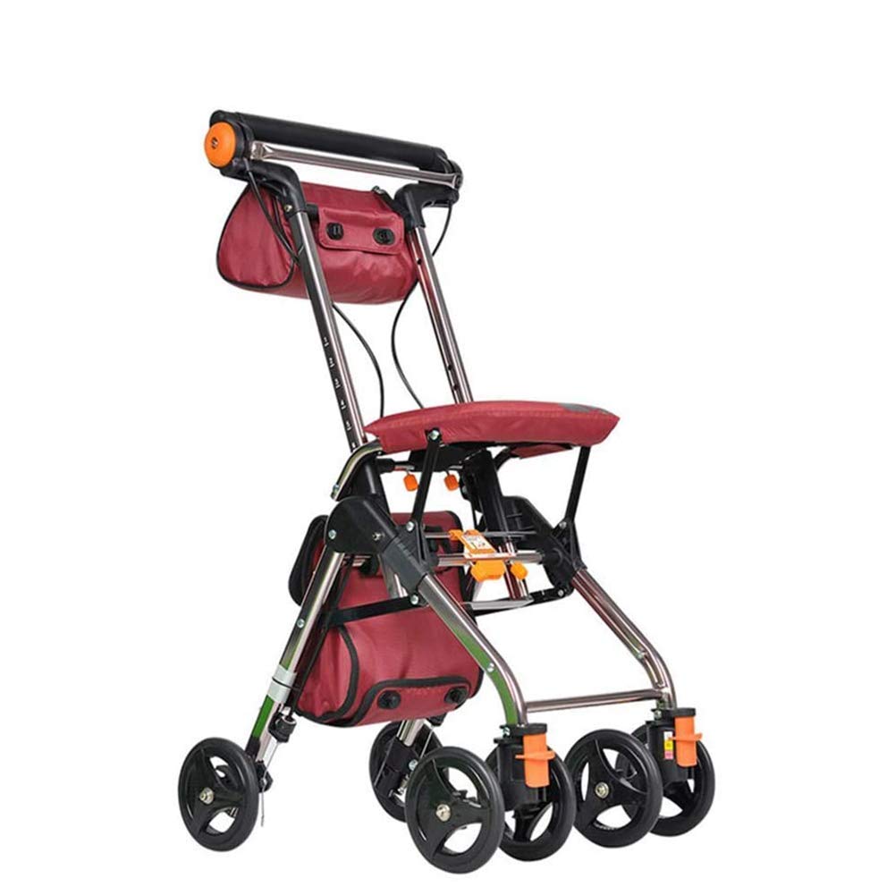 Chodzik Rollator z siedziskiem dla seniorów, przenośny stojak i podpórka do siedzenia, lekki aluminiowy chodzik składany i lekki czterokołowy Interesting