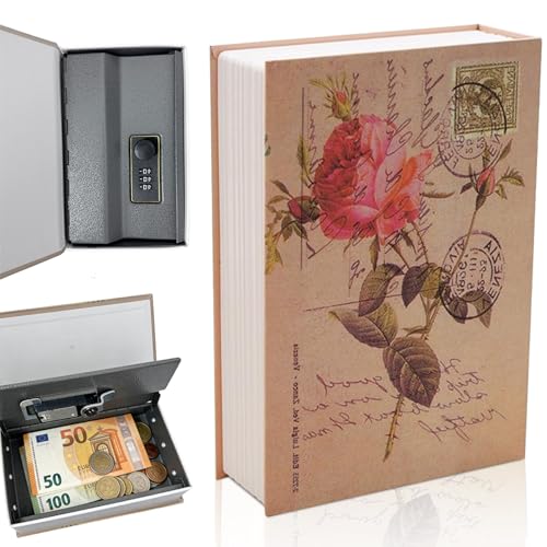 GYHWOFUL Buchtresor mit Zahlenschloss, Mini Buchsafe Tresor im Buchdesign, Versteckter Safe für Geld, Schmuck & Dokumente, Abschließbare Sicherheitsbox für Zuhause & Büro (18 × 11,5 × 5,5 cm)