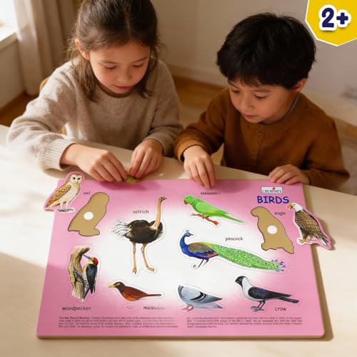 Image of Creative's Play 'N' Learn - Birds | Early Learning Puzzle | Birds Educational Wooden Puzzle Game | Wood Puzzle | Wooden Toy for Kids 2 & Up