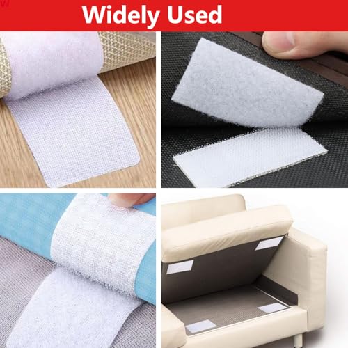 Image of Cushion Grippers 5.9 in x 5.9 in Hook and Loop for Panel Couch Cushion Sheets Grip with Adhesive White Squares Double Side Stick Tape for Patches Furnitur, 8 Pairs