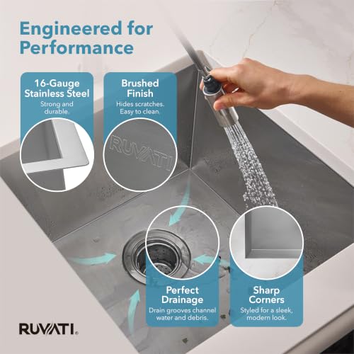 Image of Ruvati 13 x 15 inch Undermount 16 Gauge Zero Raduis Bar Prep Kitchen Sink Stainless Steel Single Bowl - RVH7113