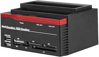 Dual-Bay External Hard Drive Docking Station, 2.5"/3.5" USB 3.0 to SATA & IDE HDD Enclosure Docking Dock Station, USB Hub Card Reader Support UASP SATA III