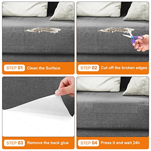 2 PCS Fabric Repair Patch - 8 x 11 inch Fabric Repair Tape Self-Adhesive Canvas Fabric Patches - Linen Fabric Patches for Furniture - Fabric Repair Kit for Couch,Sofas,Car Seats,Chairs Dark Grey