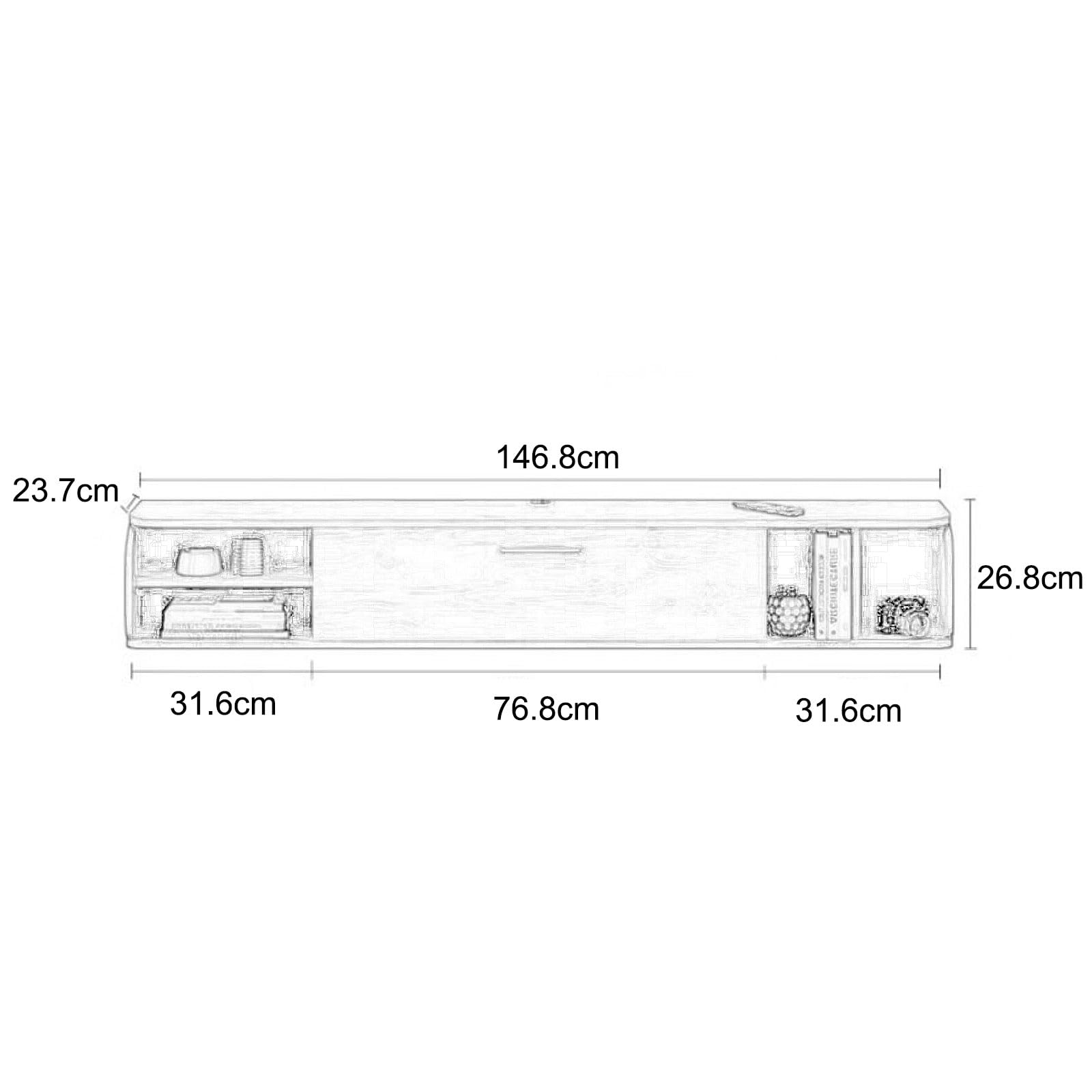 Scaffale TV galleggiante Scaffale a muro Supporto TV a parete Media TV Console Audio/Video Hutch Elettronica Scaffale per TV Componenti Centro di intrattenimento Armadietto Scaffale per libri