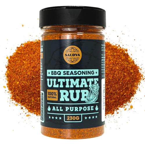 Ultimate Rub BBQ All Purpose Seasoning - 100% Natural and Universal BBQ Seasoning - Flavourful All-Round Blend of Spices for Amazing Beef, Pork, Poultry, Vegetable BBQ Dishes - Large Jar (230g)