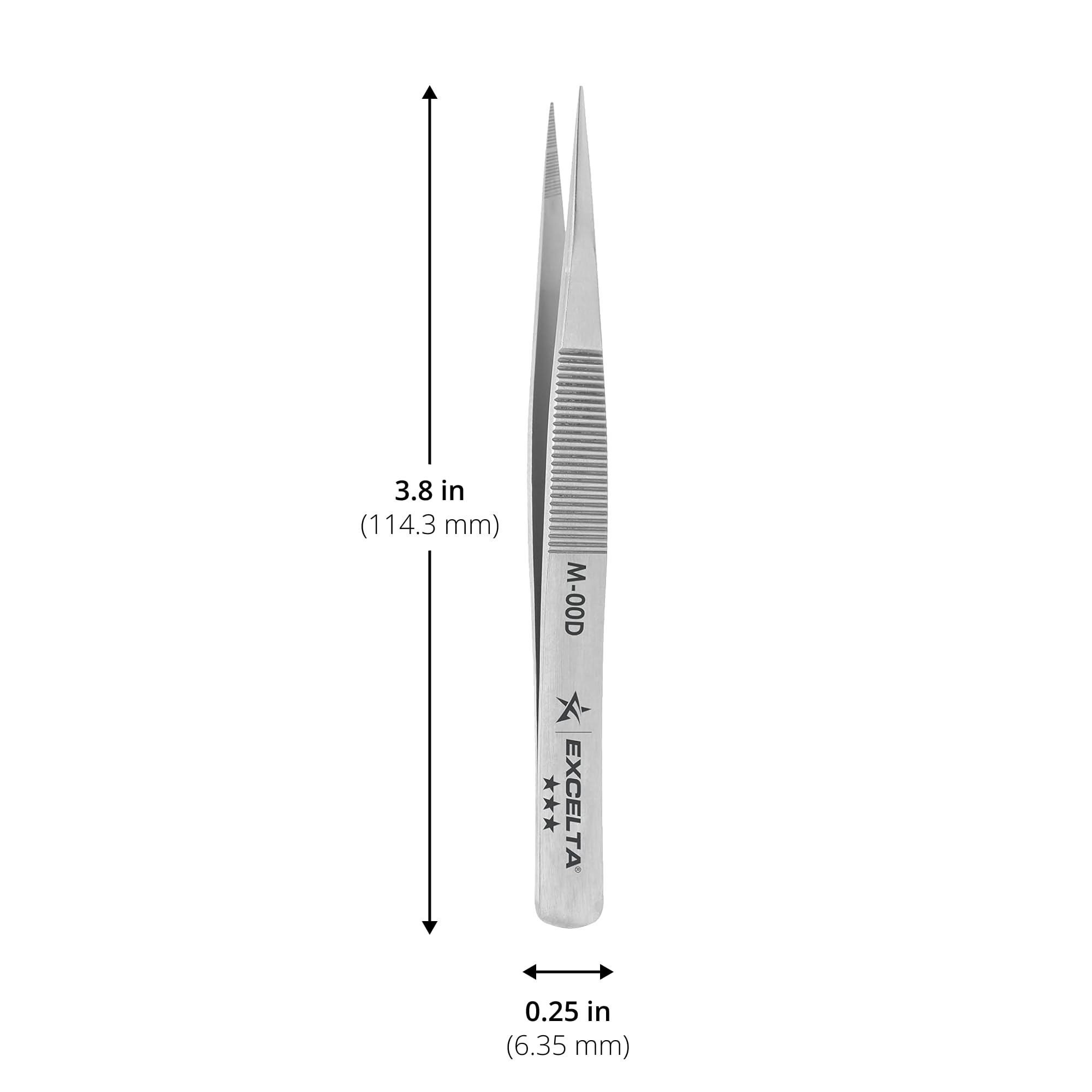 Excelta – m-00d – Pinzas – Punta mediana – en miniatura – recto – tres Star – acero al carbono – Punta sierra, 0,06 cm, 0.25 "de ancho, 3.38" Longitud