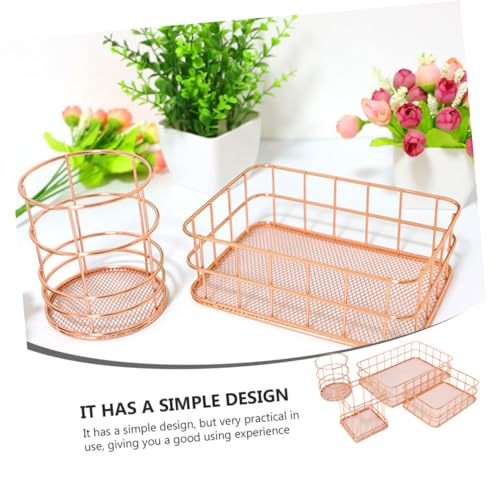 Panier de rangement métallique Cabilock lot de 4 pour bureau - 4