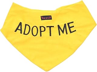 Dexil Adopt ME Yellow Dog Bandana Quality Personalized Embroidered Message Fashion Accessory for Neck Scarf. Prevent Accidents by Warning Others About Your Dog in Advance