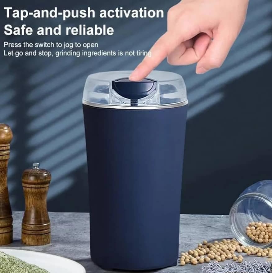 Image of Ortable Electric Coffee & Spice Grinder - Stainless Steel 4 Blade Dry Grinder Machine.