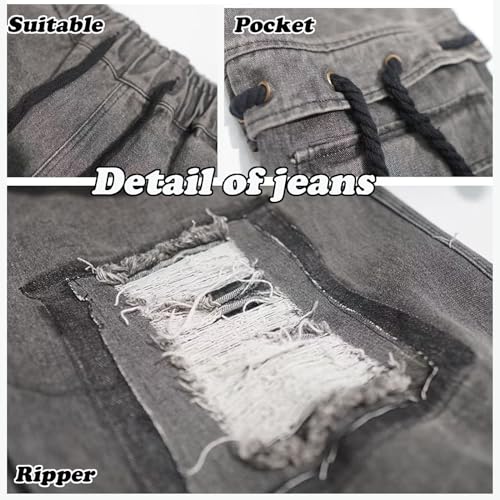 Baggy Jeans Men Cargo Ripped Jeans Y2k Unisex Black Pants Hip Hop Pants Streetwear3