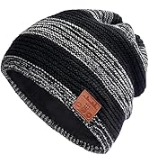 Bluetooth Beanie Hats Men Women - Warm Fleece Lined Headphone Cap for Running in Winter Wireless ...