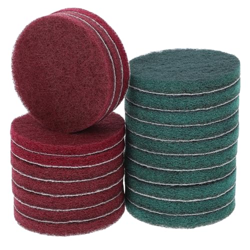PAMINGONO 20 Estropajos Multiusos Autoadhesivos 4 Pulgadas 320 Rojo y Verde Abrasivos Reutilizables para Cerámica Vidrio y Acero Inoxidable Limpieza para Hogar Oficina y Viajes