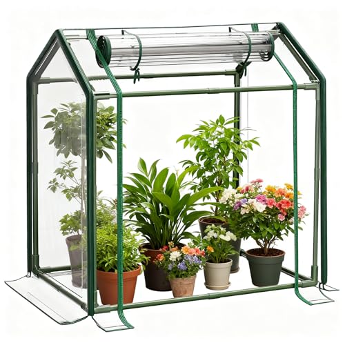 Mini Greenhouse with Zippered Doors & Roll-up Windows