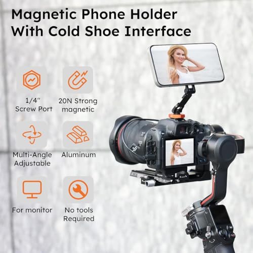 Image of yantralay Magnetic Phone Tripod Mount with 1 /4 inch Thread & Cold Shoe | 360 Rotating Mount for i-Phone 17 /16 /15 /14 /13 /12 & Android Phones
