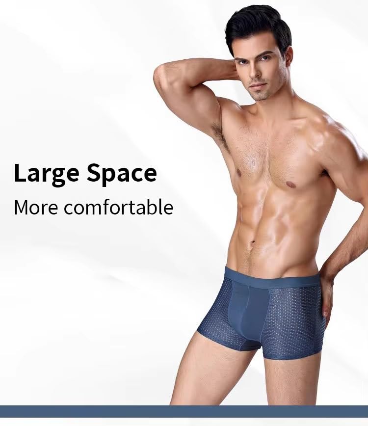 Image of 4 Pack Men's Mesh Ice Silk Underwear Boxer Briefs Breathable Underwear Trunks for Men