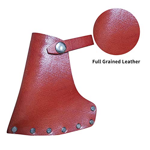 Leather Axe Head Sheath, 5.3"x4.7" Full Grained Leather Sheath Of The Axe, Axe Head Cover With Belt Loops For Better Hold Of Axe, Dark Tan Heavy Top Cover For Axe Head