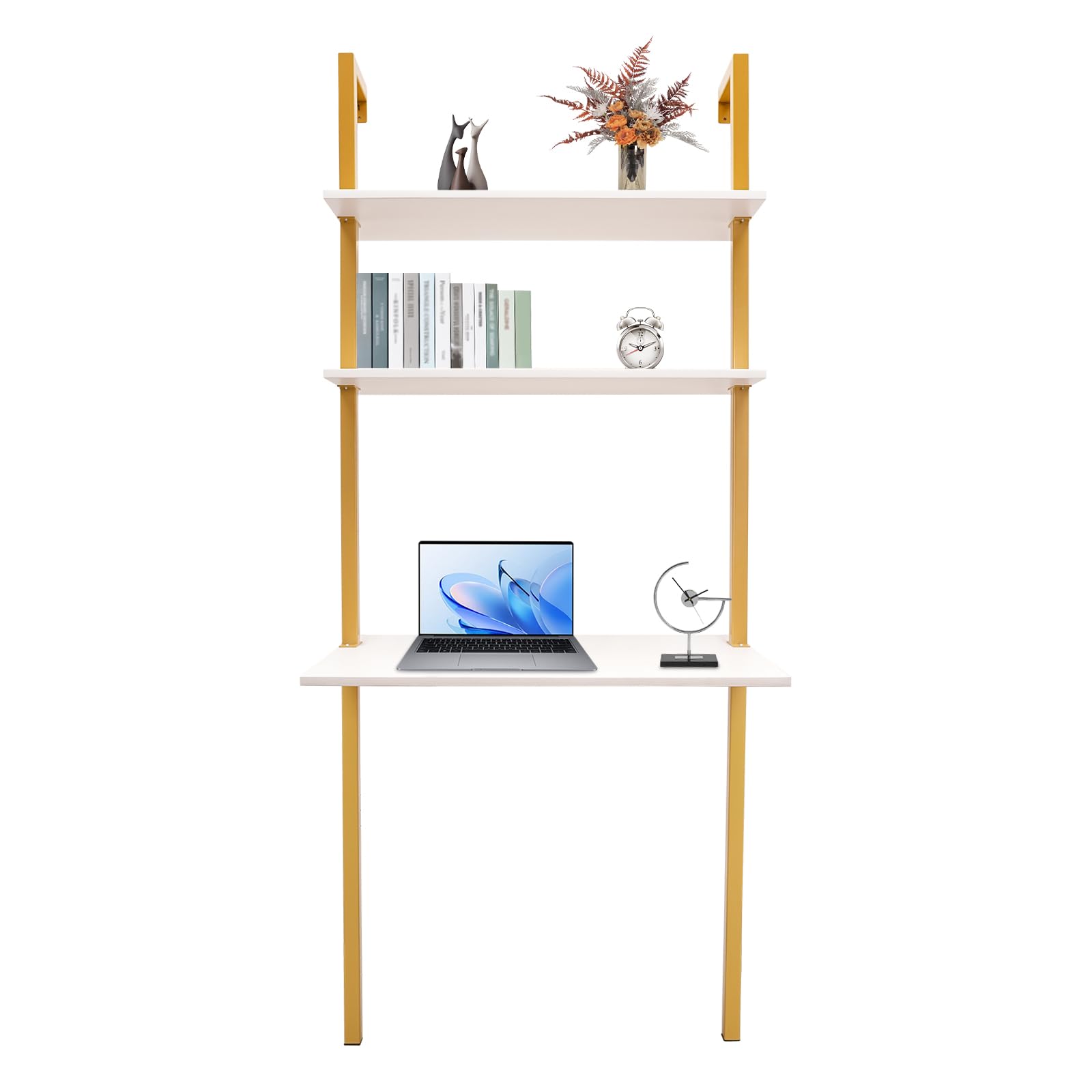 Escritorio de pared de 3 pisos, mesa para ordenador para casa y oficina (76