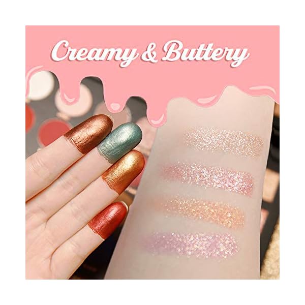 IYOOH Ultra Diamond Glitter Eyeshadow Palette, 28 Colors Professional Pressed Powder Makeup set, 4 Pearly Glitter + 9 Smooth Matte + 15 Cream Shimmer