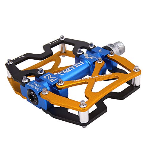 Image of MZYRH Mountain Bike Pedals, Ultra Strong Colorful CNC Machined 9 /16 inch Cycling Sealed 3 Bearing Pedals