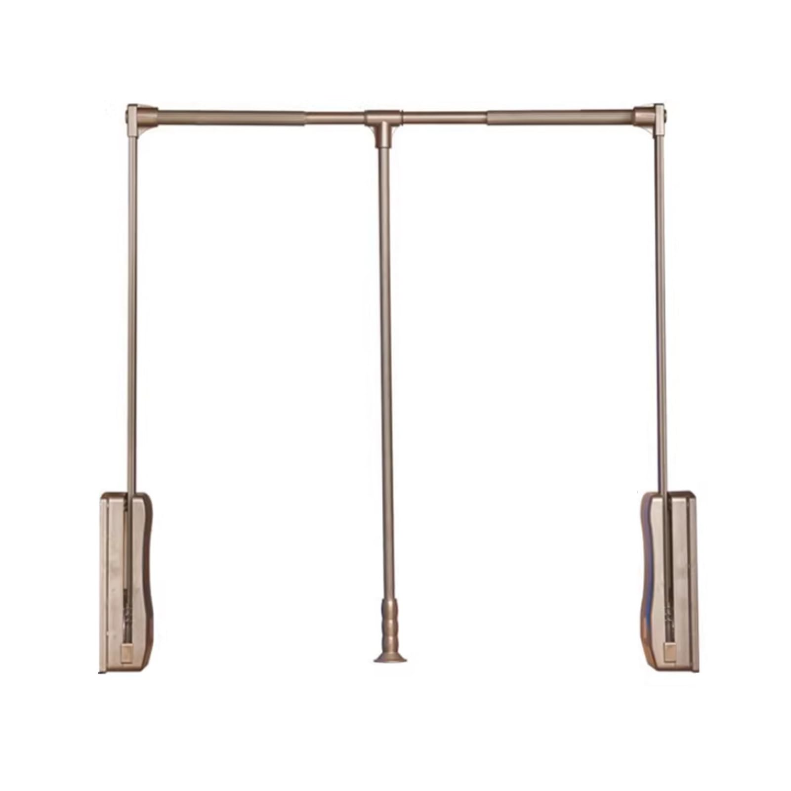 GTHTUHFD Retractable Pull Down Closet Rod With Two-Way Buffering, Side Or Back Mounted Wardrobe Lift Rail For High Cabinets, 55 Lbs Load Capacity Brown-930-1250mm