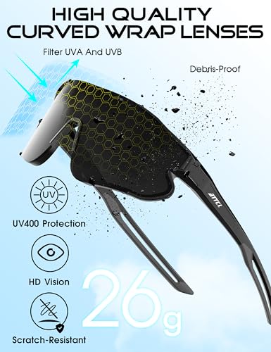Image of ATTCL Kids Baseball Sunglasses TR90 Lightweight UV400 Youth 8-15 Sports | Ultralight Anti Slip Frame, Reduces Glare, for Cycling, Softball, Outdoors Sun Glasses, UV Protection for Boy Girls