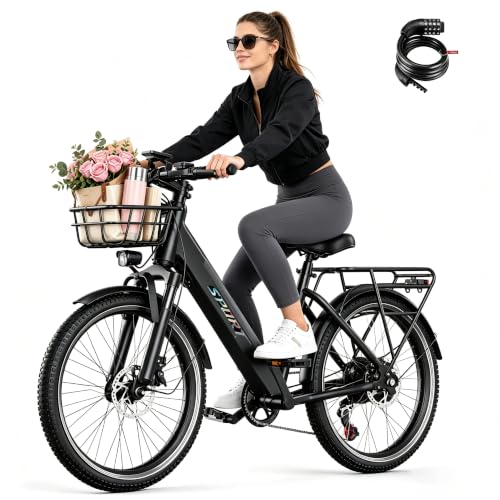Electric Bike for Adults – 7 Speed 26" Mountain E-Bike, 1500W Peak Brushless Motor 25MPH,375Wh Removable Battery, Up to 25-40 Miles Range, Step Over Commuter, Electric Bike is UL 2849 image 2