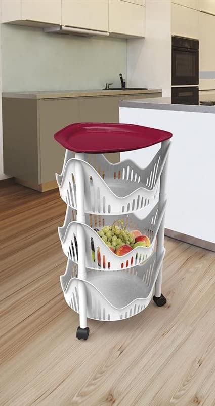 Bama Carrello da Cucina, Bordeaux, 30 x 40 x 64.5 cm