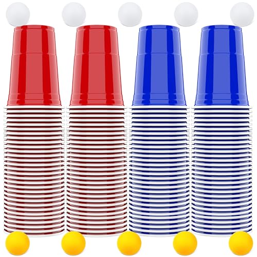 AOLUXLM Gobelet Reutilisable, 100 Gobelets, 16oz (473ml) Gobelet Rouge + Gobelets Bleus,...