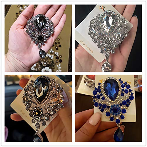 Image of Wedding Bridal Big Crystal Rhinestone Bouquet Brooch Pin for Women (gold)